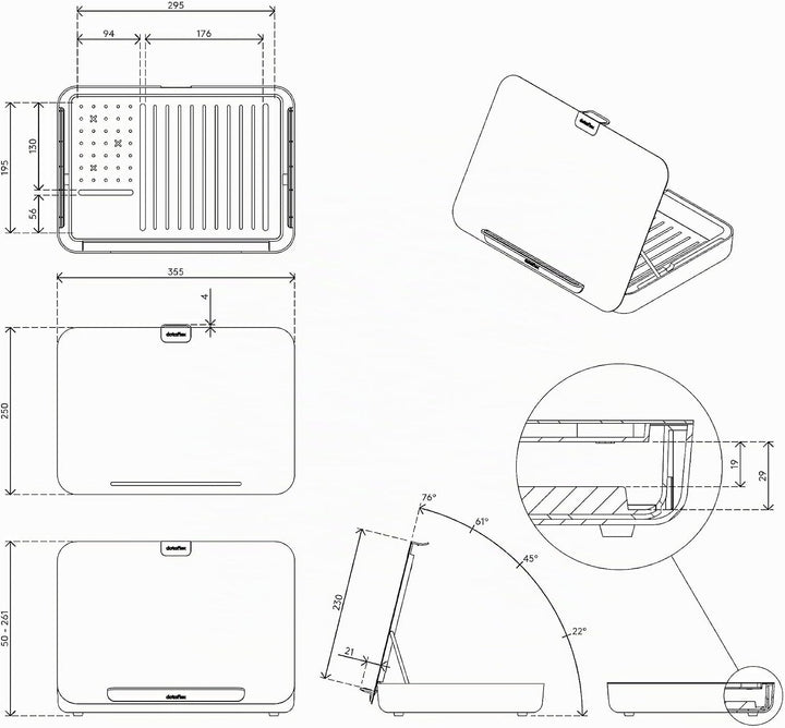 Dataflex Bento® Ergonomische Toolbox 903 Schwarz - Laptop-Ständer, Tablet-Ständer, Dokumentenhalter,