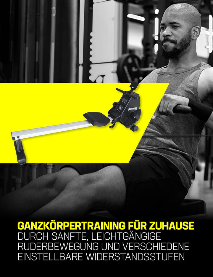 SPORTINATOR® Apollon Rudergerät für Zuhause – leises Magnet-Widerstandssystem, Digitale Anzeige, kla