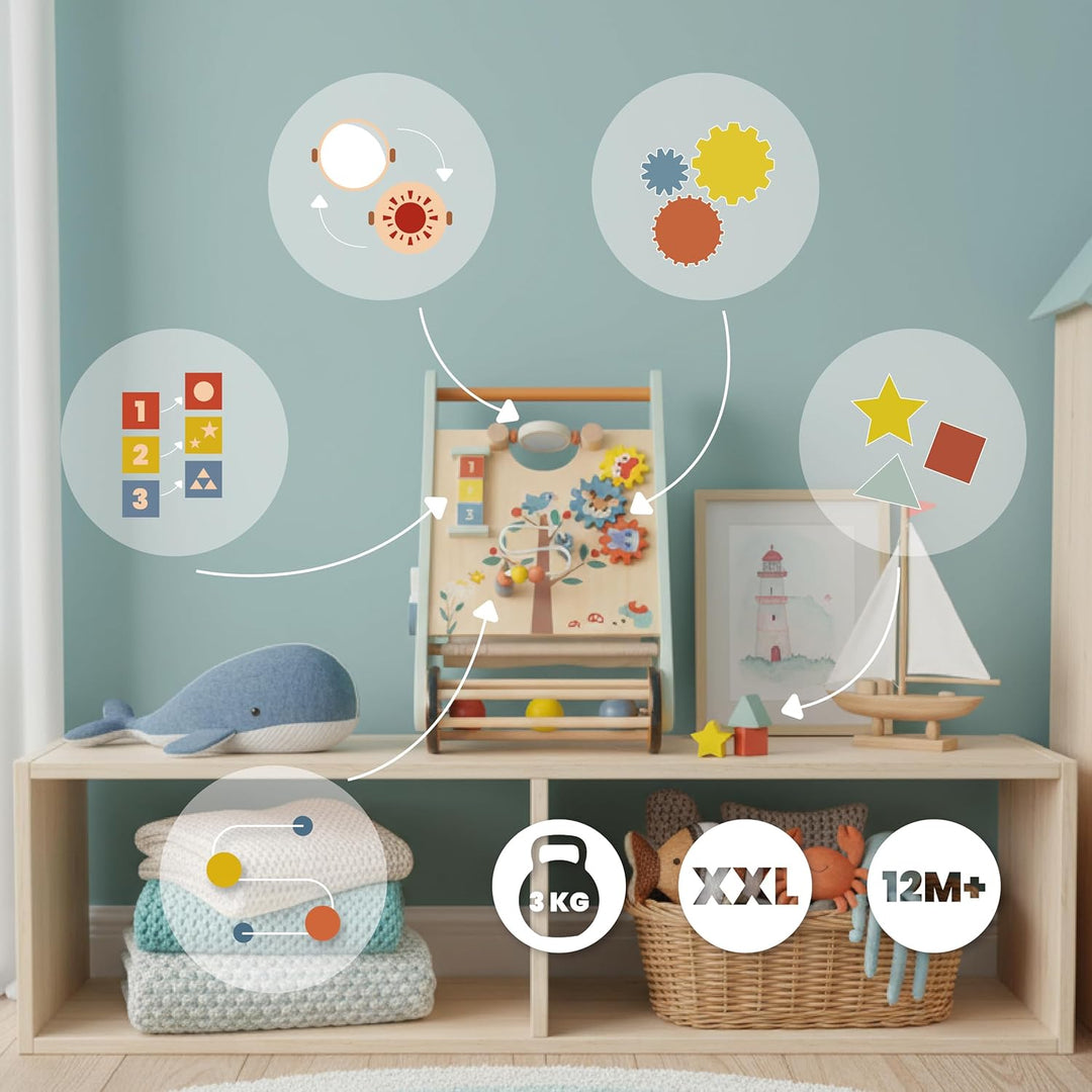 Baby Spiel und Laufwagen Lauflernwagen Spielboard mit interaktivem Spielzeug Räder Für Kinder von 12