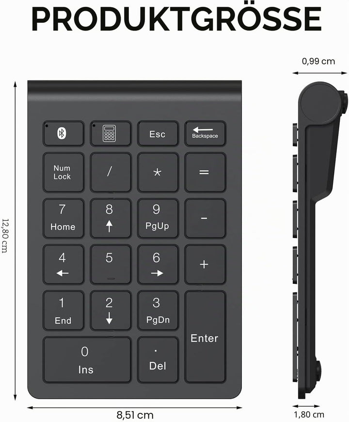 cimetech Bluetooth Numpad- kabellos ziffernblock mit 22 Tasten -10 Multifunktionstasten Multimedia-K