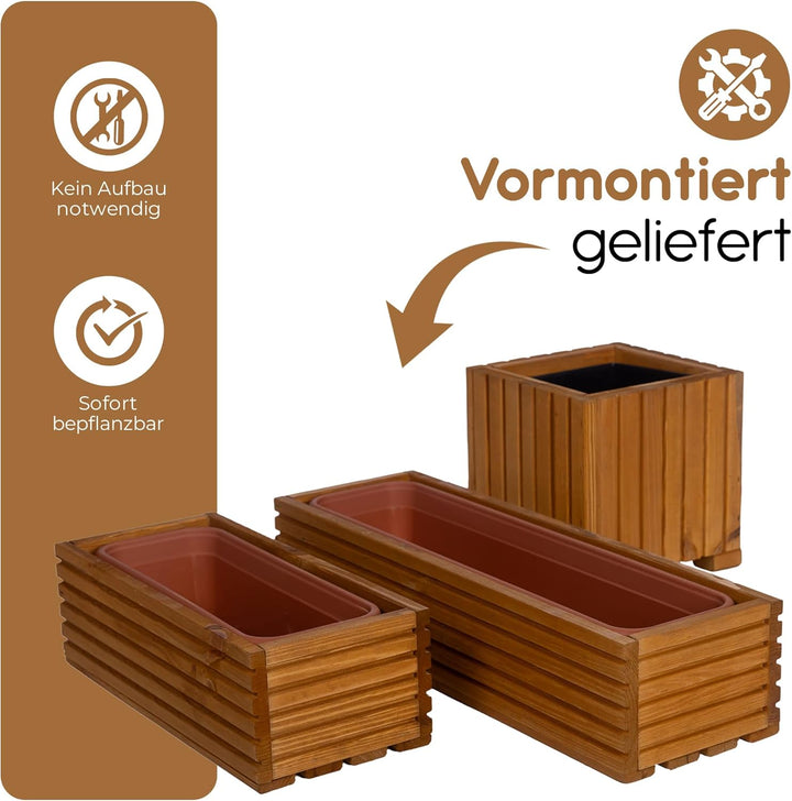 BooGardi Blumenkasten mit Einsatz · Weiss 44cm x 20cm x 14cm · 4 Farben 3 Grössen · Pflanzgefäss für