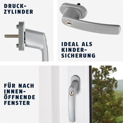 ABUS Abschliessbarer Fenstergriff FG200 AB208 - 5er Set - Fensterknauf mit Druckzylinder, gleichschl