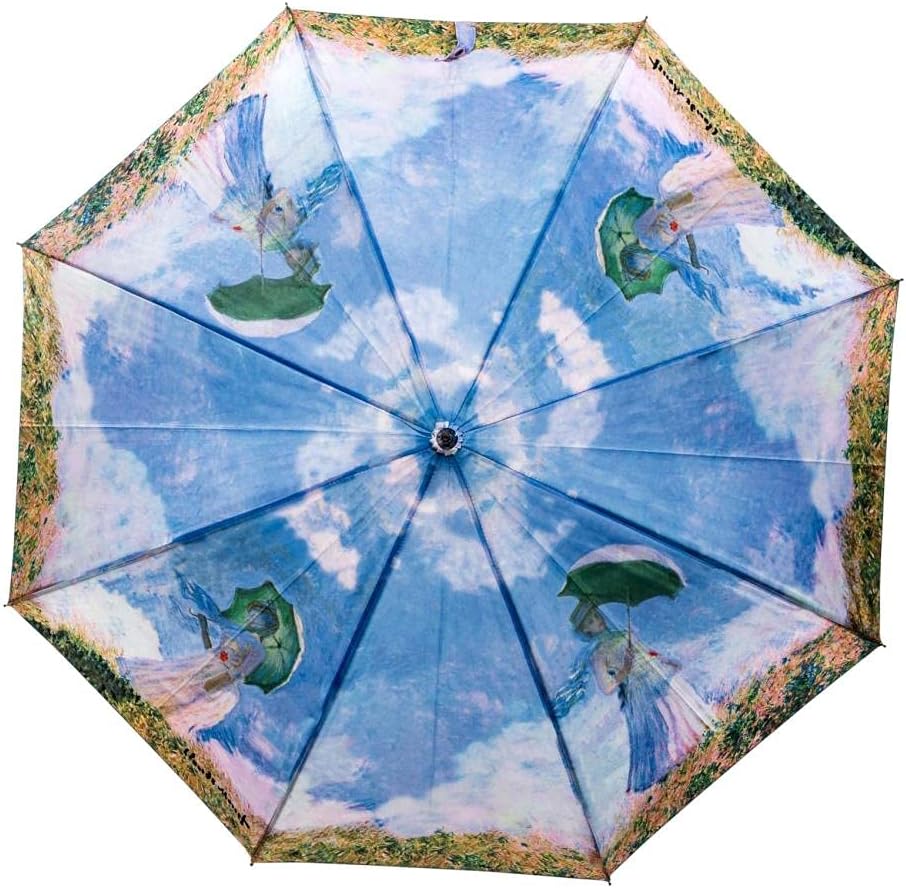 LUCKYWEATHER Regenschirm Stockschirm Damen Motiv Monet Frau mit Sonnenschirm I Stockregenschirm gros
