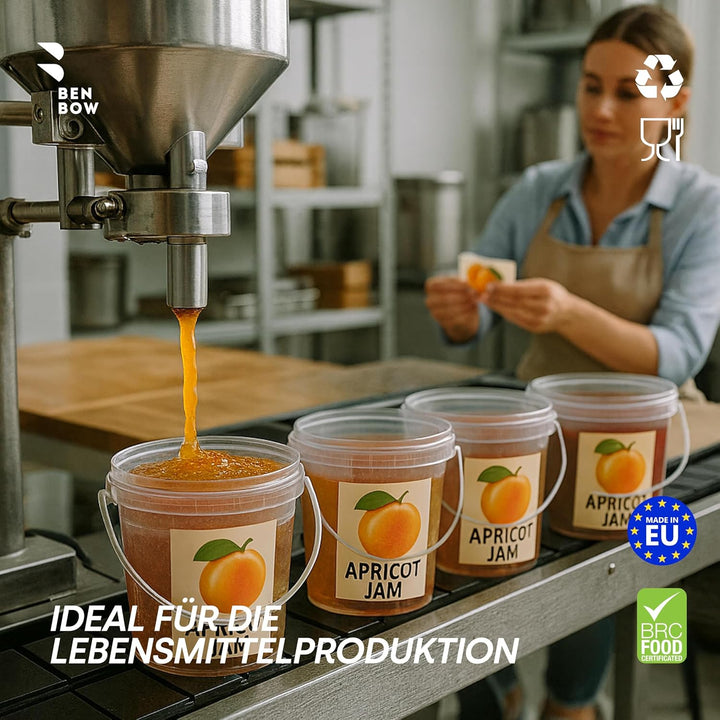 Eimer mit Deckel 100x 1l transparent - lebensmittelecht, stabil, luftdicht - Plastikeimer mit Henkel