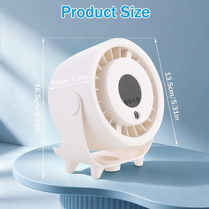 Kssvzz Tischventilator mit Nebelfunktion, Mini Ventilator Leiser über USB Aufladbar, 6000-mAh-Akku,