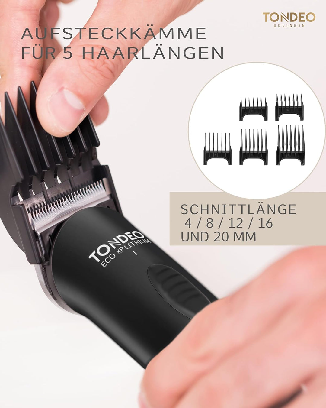 TONDEO Profi Haarschneidemaschine ECO XP LITHIUM BLACK | Haarschneider inklusive Ladestation und Auf