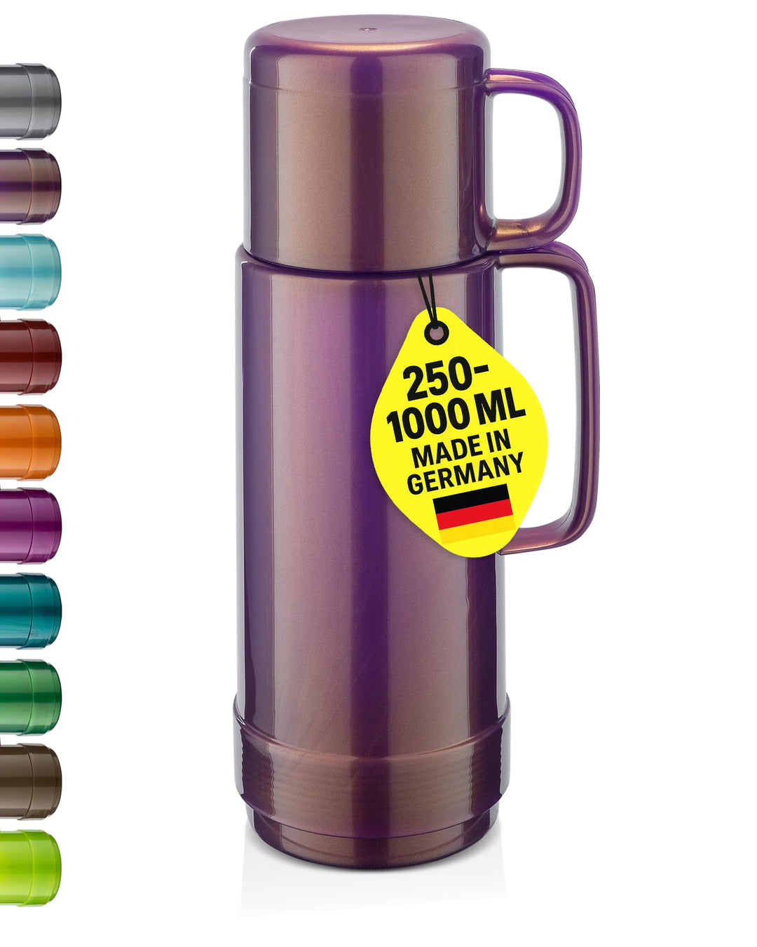ROTPUNKT Isolierflasche 500ml mit integriertem Becher - Hochwertige Isolierkanne Made in Germany I B