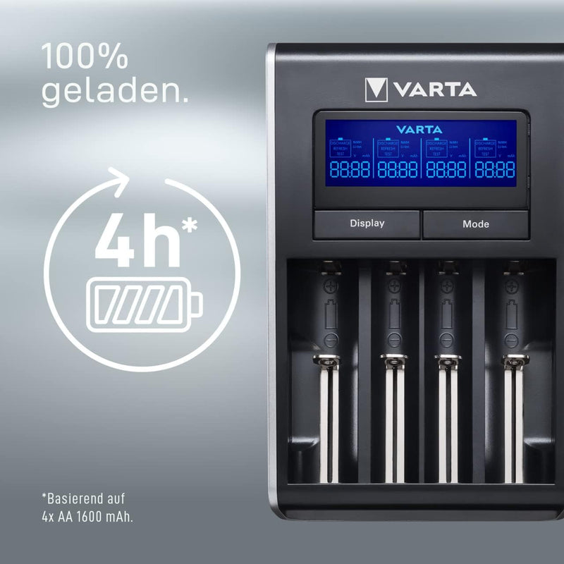 VARTA Akku Ladegerät, Batterieladegerät für AA/AAA, Dual Tech Charger, 4 Lademodi, Temperaturkontrol