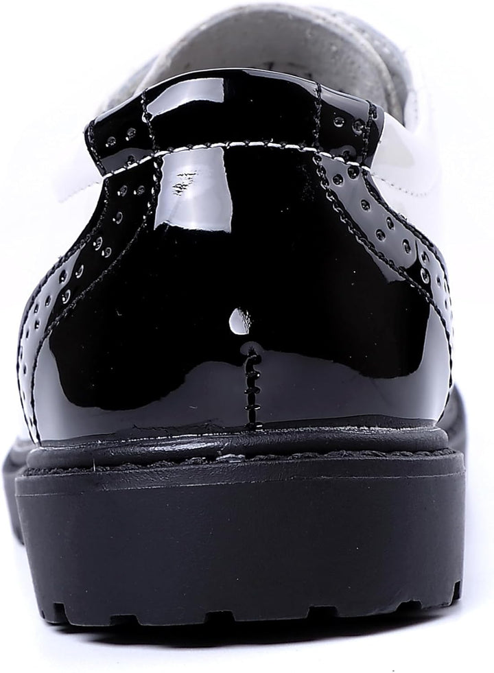 PPXID Jungen Schnürhalbschuhe wasserdichte Lackschuhe Schule Oxfords Uniform Hochzeit Anzugschuhe 21
