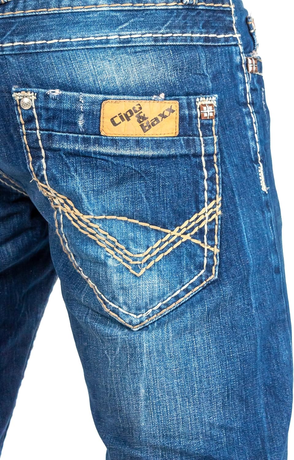 Cipo & Baxx Herren Jeans mit dicken Nähten 29W / 30L Blau - 04, 29W / 30L Blau - 04