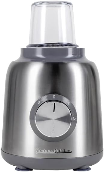 Vintage Cuisine Retro-Standmixer mit Minizerkleinerer, 1,5 L, 800 W, Glas, Silber