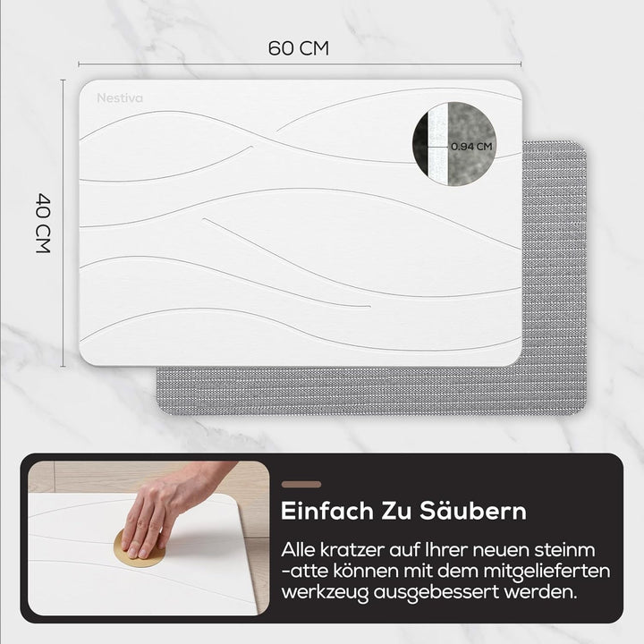 Nestiva Stone Bath Mat, rutschfest Waschbar, Super Saugfähig, Stein Badezimmerteppich aus Natürliche