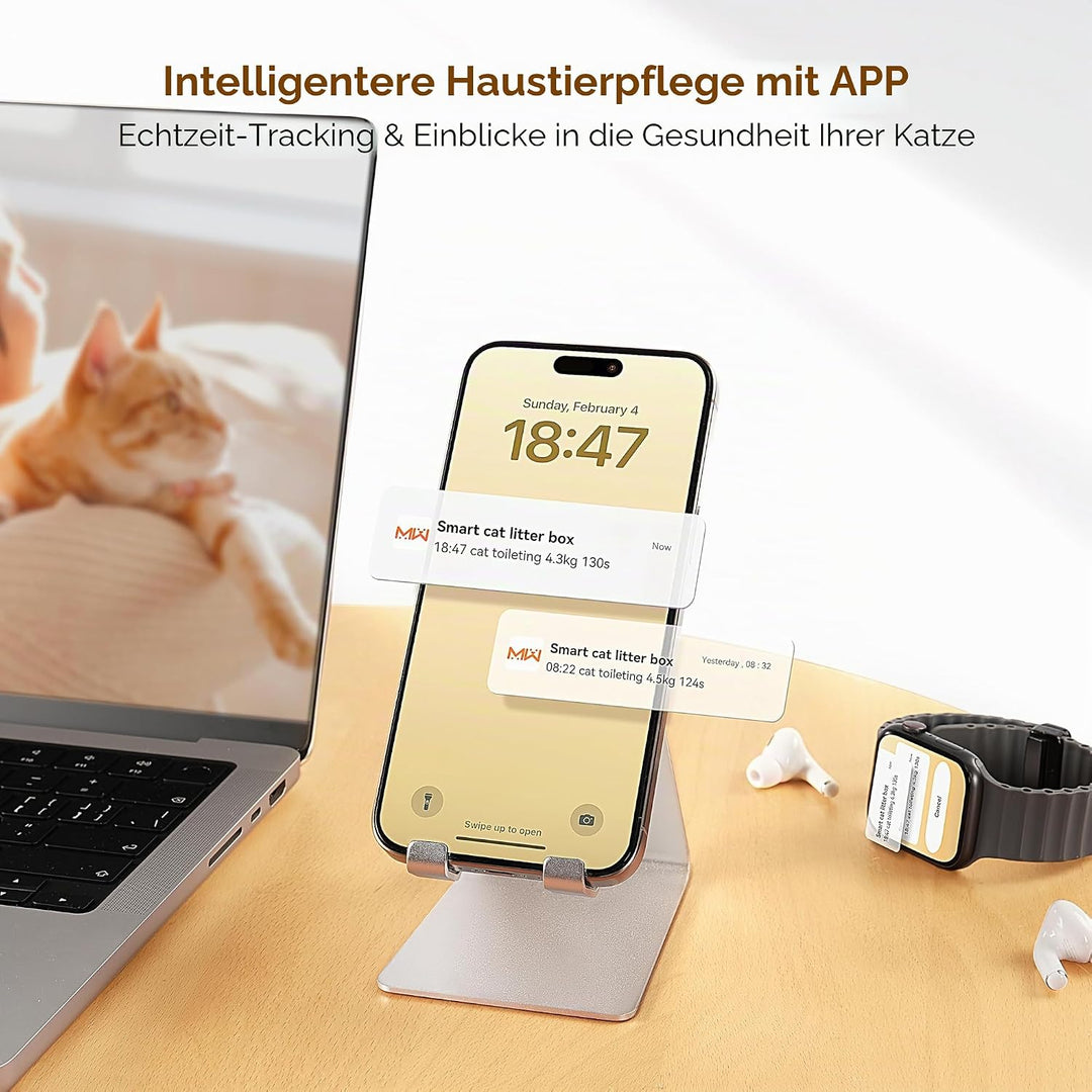 MeoWant Selbstreinigende Katzentoilette Grosses mit App-Steuerung | Automatisches Katzenklo mit Inte