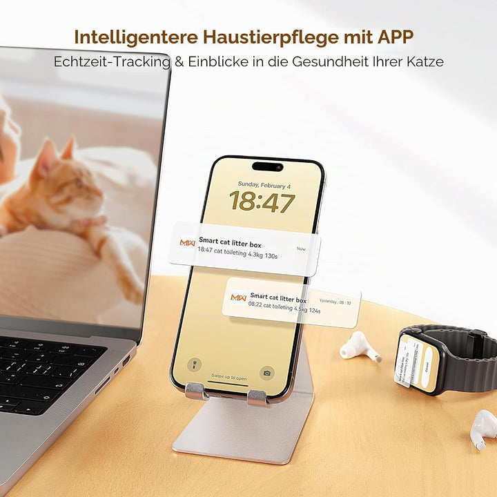 MeoWant Selbstreinigende Katzentoilette Grosses mit App-Steuerung | Automatisches Katzenklo mit Inte
