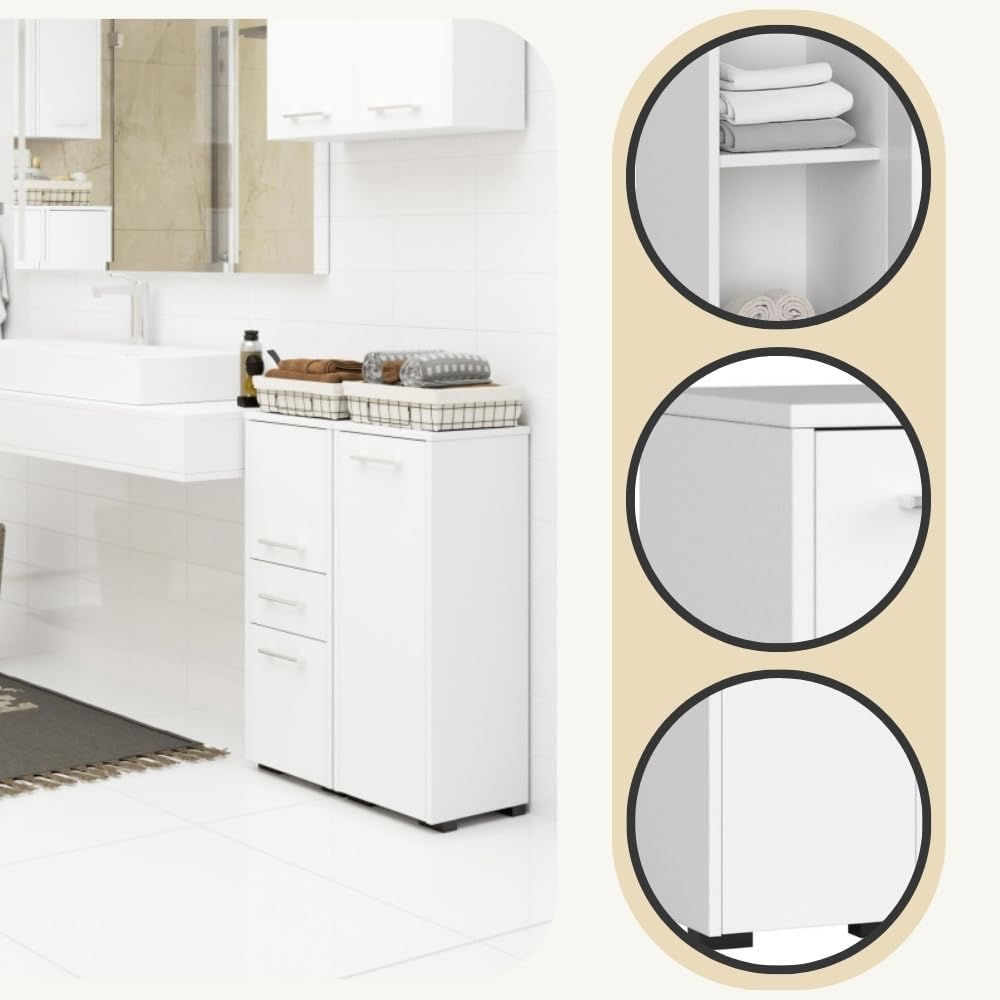 AKORD Stehender Badezimmerschrank schränke | Badezimmer kommode | FIN S30 eintürig | B30 x H82 x T30