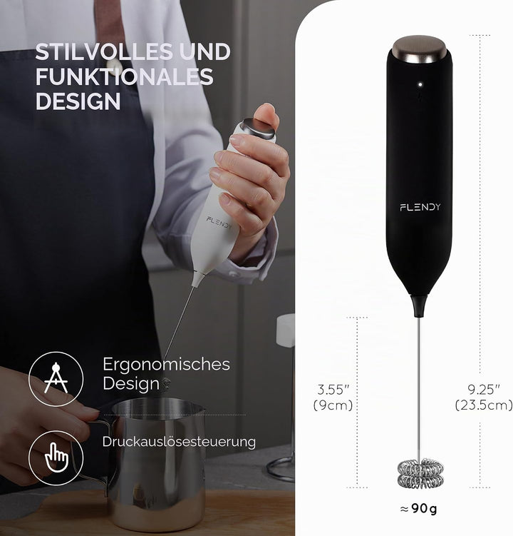 Wiederaufladbarer Hand Milchaufschäumer Stab, Aufschäumer Stab mit USB-C Ladehalterung, Mini Milchau