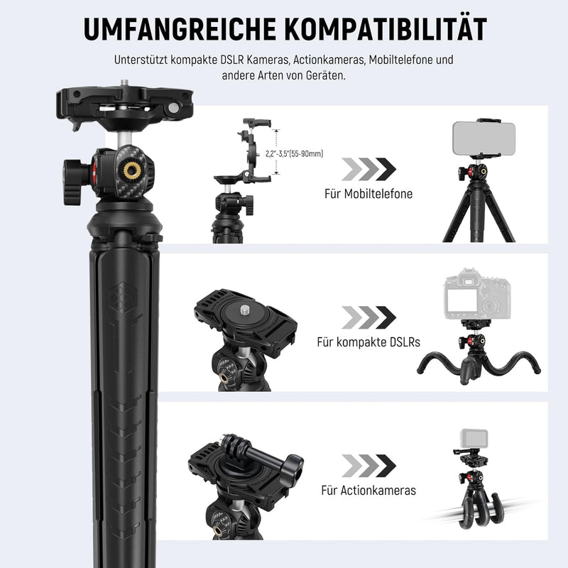 NEEWER Handy Stativ Mini Tripod Flexible mit Fernbedienung, Halterung Smartphone Vlog Selfie Stock,