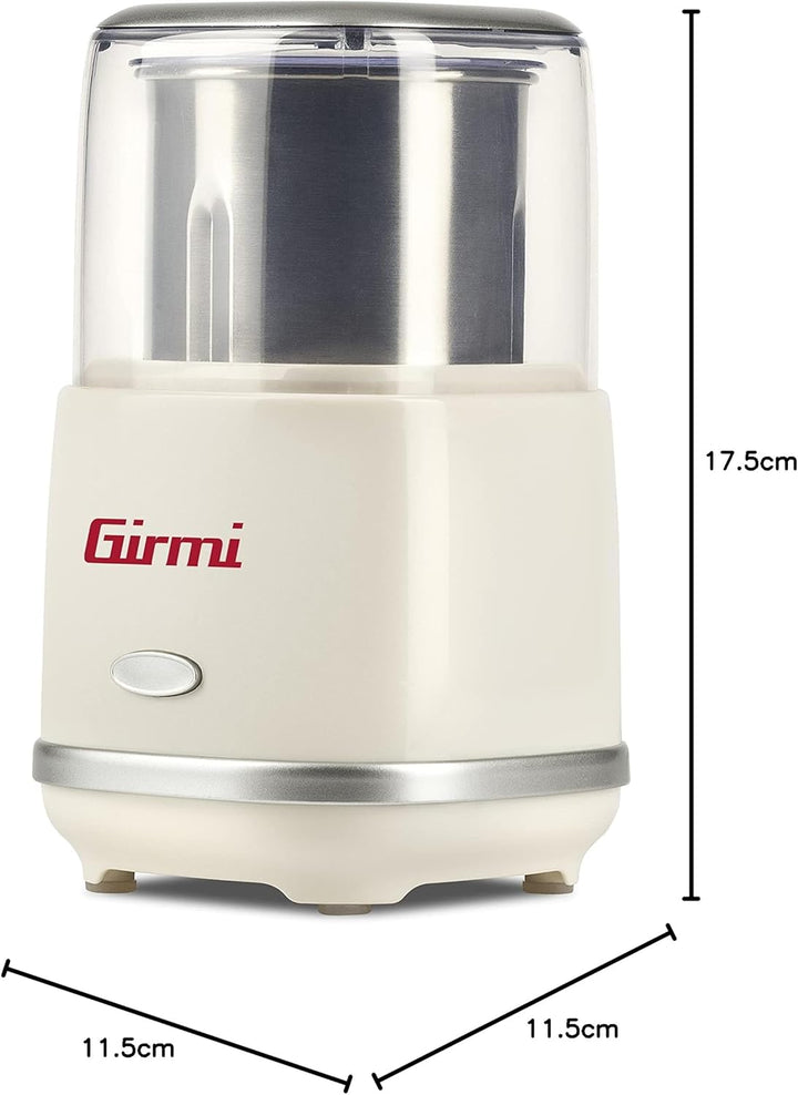 Girmi MC02 Kaffeemühle, 180 W, Doppelter Deckel, Behälter und Klingen aus Edelstahl, Grosse Kapazitä