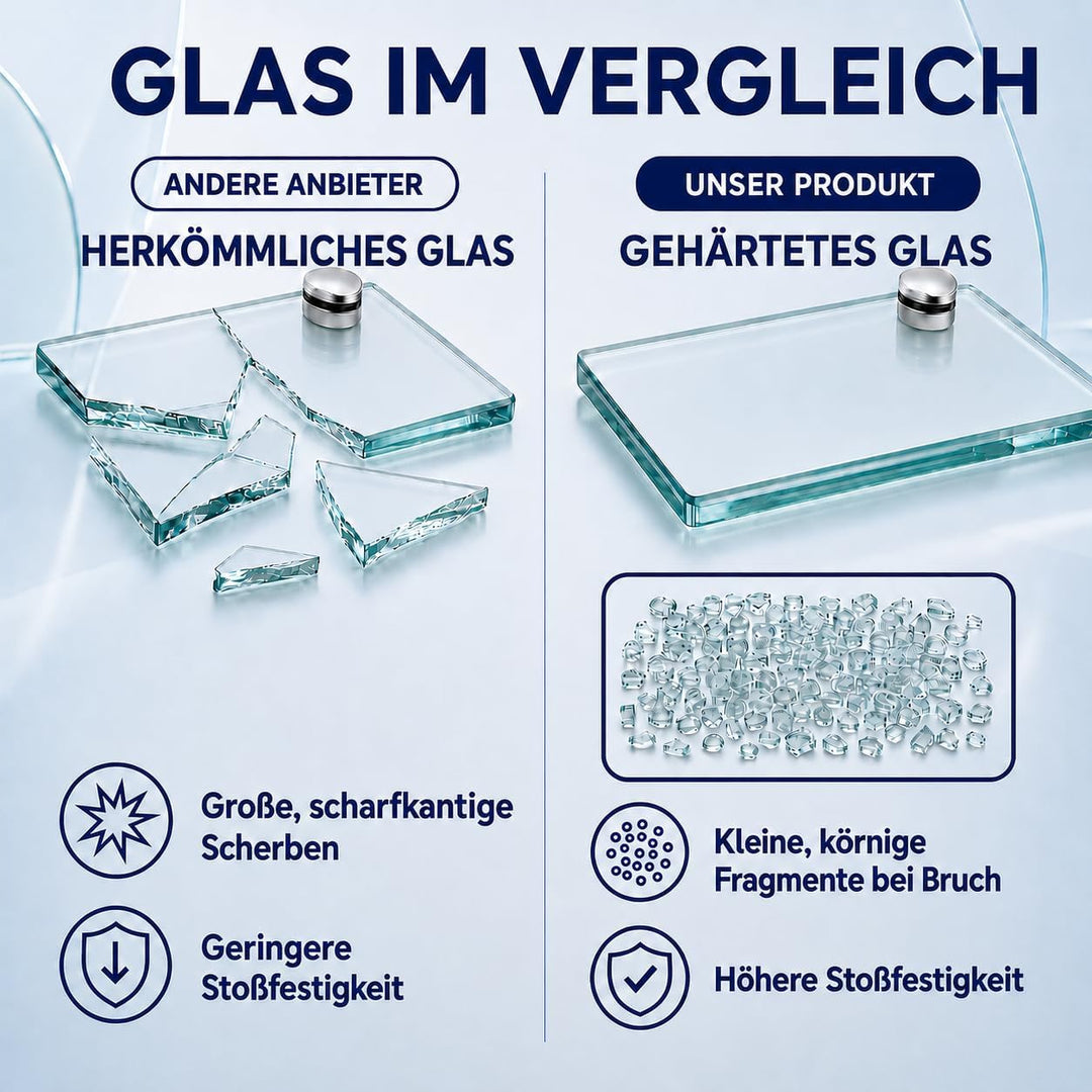 Randaco 2X Glasablage Glasregal, Glas Glasablage Klarglas mit Wandhalterung&amp;8mm ESG Sicherheitsglas