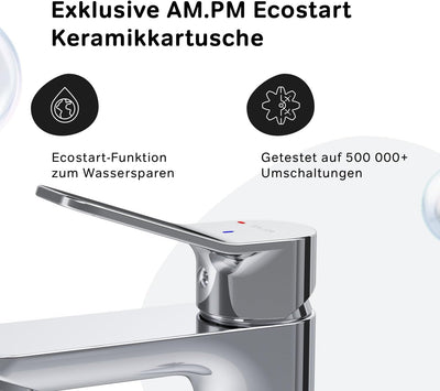 Wasserhahn Bad mit Klick-Ablaufgarnitur EcoStart-Funktion Mischbatterie mit Push-Open Ablauf Einhebe