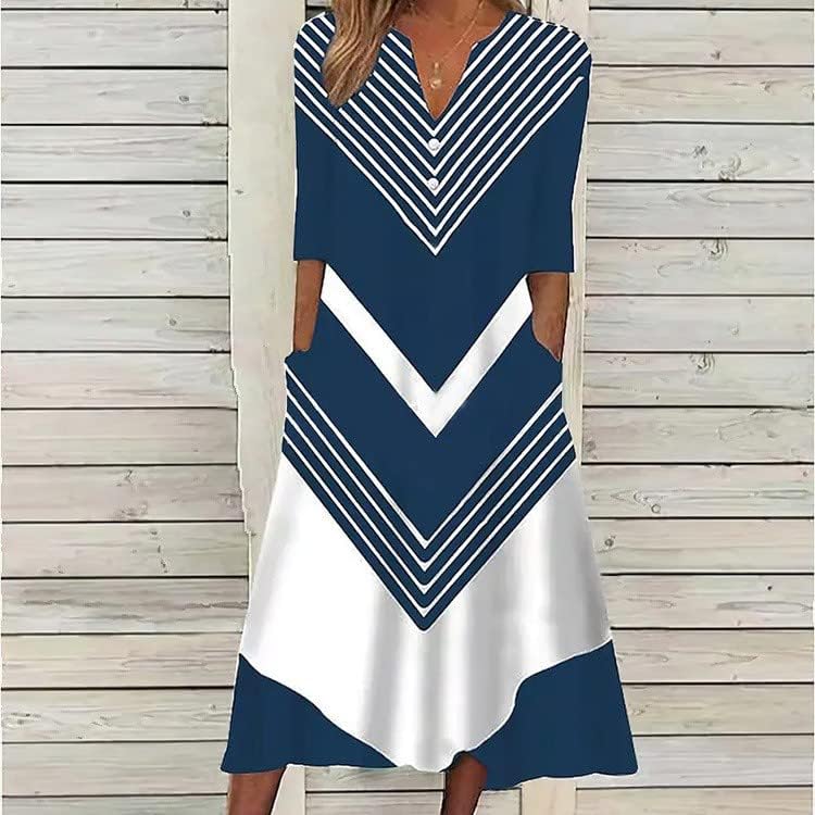 Italienische Kleider Damen V Ausschnitt Sommerkleid Damen Wadenlang Luftige Sommerkleider A Linie Mi