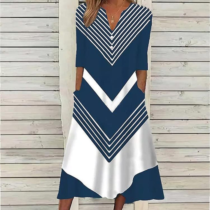 Italienische Kleider Damen V Ausschnitt Sommerkleid Damen Wadenlang Luftige Sommerkleider A Linie Mi