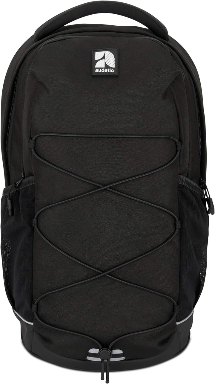 Audetic Schulrucksack Mädchen & Jungen Teenager Schwarz - AERO - Ergonomischer Rucksack mit vielen F