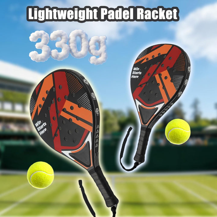 Padel Schläger Set - 2X Racket + 2X Bälle + Tasche, Padelschläger für Anfänger, Damen, Padel Racket