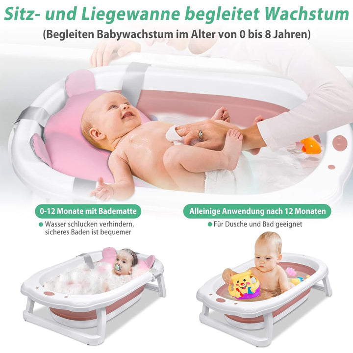 Baby Badewanne Faltbare,Babywanne Klappbare 82 * 50 * 20cm,stabiles PP&amp;TPE Plastik,platzsparendm,Bad
