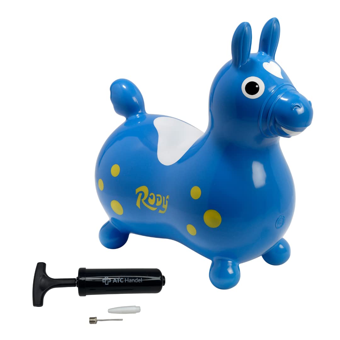 Rody Hüpfpferd + inkl. Pumpe von ATC, Sprungpferd Cavallo Ledraplastic Gymnic (blau), Blau