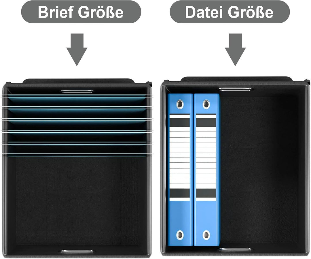FINEW Stoff Faltbare Aufbewahrungsbox mit Deckel, Hängemappenbox für DIN A4 Hängeregister, Aufbewahr