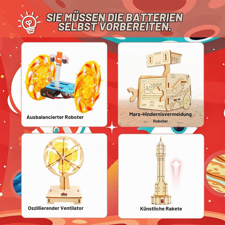 6 Stück Experimente für Kinder ab 8-14 Jahre, Elektronik Baukasten &amp; Experimentierkasten, STEM Wisse