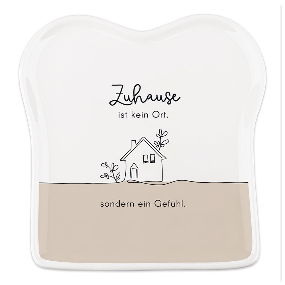 Grafik-Werkstatt Werkstatt Toast-Teller mit Spruch Porzellan Zu Hause, Weiss