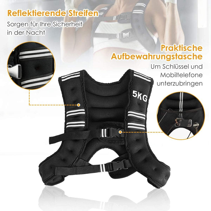 GOPLUS Gewichtsweste Trainingsweste, Laufweste mit Eisensandfüllung, Plattenträger Weste Einsatzwest