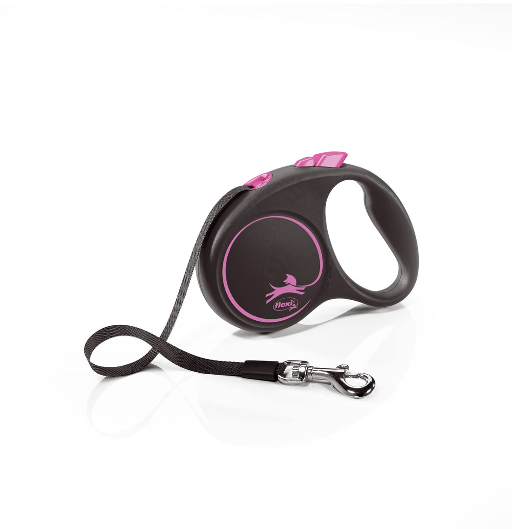 flexi® Black Design S Gurt 5 m schwarz/pink, Roll-Leine für Hunde bis 15 kg schwarz/pink S: 5m (max.