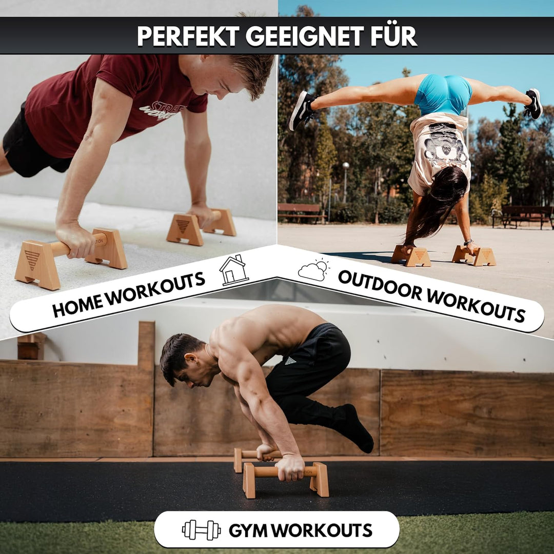 GORNATION Wooden Parallettes für Liegestütze, Liegestützgriffe aus Holz, Calisthenics &amp; Fitness Trai
