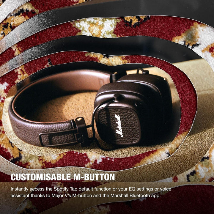 Marshall Major V Bluetooth Kopfhörer, 100 Stunden Spielzeit – Braun Brown, Brown