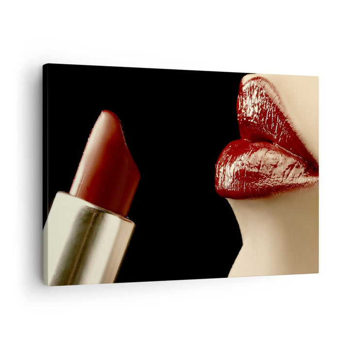 Bilder auf Leinwand Frau rote Lippen Lippenstift Gesicht Leinwandbild 70x50cm Wandbilder Dekoration