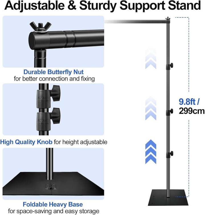 EMART Hintergrund Ständer 3x3m mit Stahlsockel, Professionelles Hintergrundsystem Fotografie Heavy D