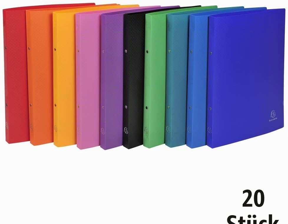 Exacompta 54199E 20er Pack Premium Ringbuch Opak aus blickdichten Kunststoff DIN A4 mit 2-Ring Mecha