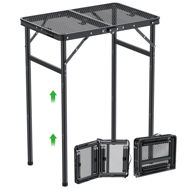 GARLLEN Grilltisch klappbar, 60x40cm & 3 Höhenverstellbar(27/51/75cm), Leicht und Tragbar, Klapptisc