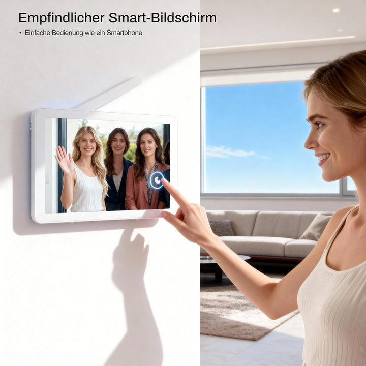 SIMBAILAI 8 Zoll WLAN Kabellose Video Türsprechanlage, Ultradünner Körper, 1080p Touchscreen, Unters