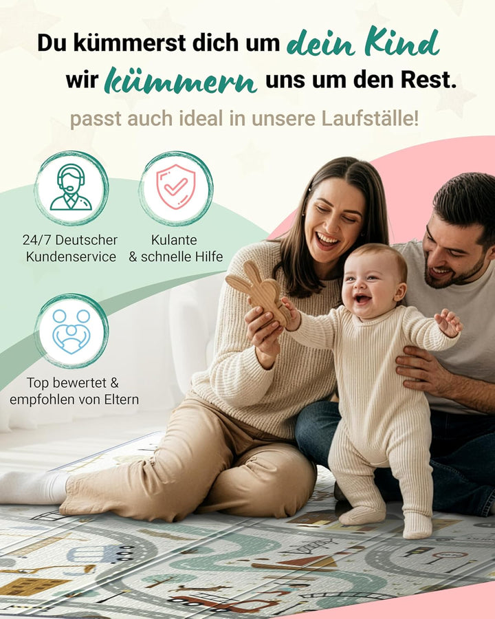RAWVEL Krabbelmatte baby faltbar [127x127cm / 1cm Dick] Spielmatte Baby faltbar [100% BPA-Frei] Spie