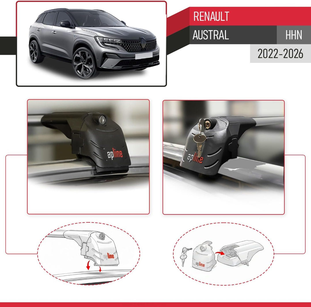 acpar Kompatibel mit Renault Austral 2022-2024 Relingträger ACE-2 Dachträger Gepackträger GRAU
