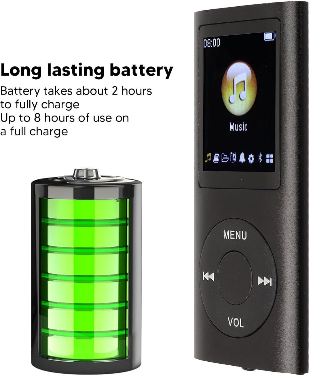 MP3 Player, 64 GB Tragbarer MP3 Player für Studenten, 1,8 Zoll LCD Bildschirm, Verlustfreier Sound,