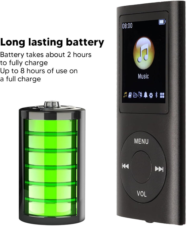 MP3 Player, 64 GB Tragbarer MP3 Player für Studenten, 1,8 Zoll LCD Bildschirm, Verlustfreier Sound,