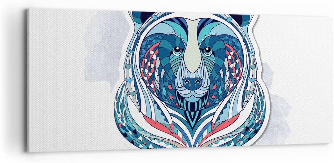 Panorama Bilder auf Leinwand 100x40cm Leinwandbild Bär Illustration Traum blumig Gross Wanddeko Bild