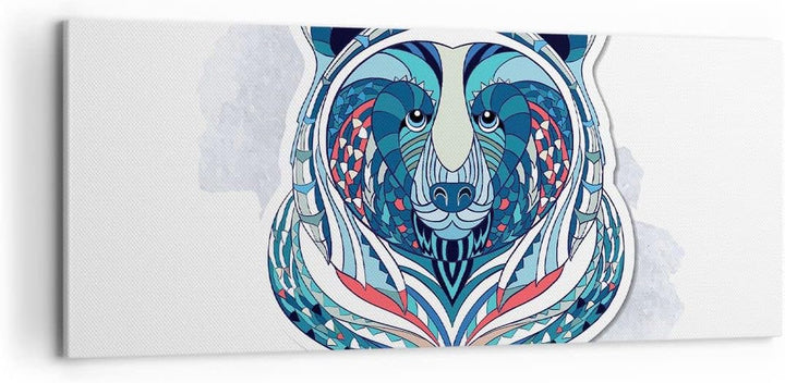 Panorama Bilder auf Leinwand 100x40cm Leinwandbild Bär Illustration Traum blumig Gross Wanddeko Bild