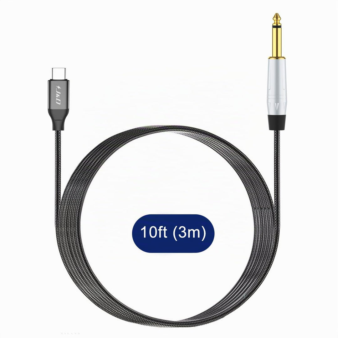 J&amp;D USB Type C zu 6,35 mm 1/4 Zoll TS Gitarren-Audio-Kabel Mikrofonkabel für Audioaufnahme, Bass, El
