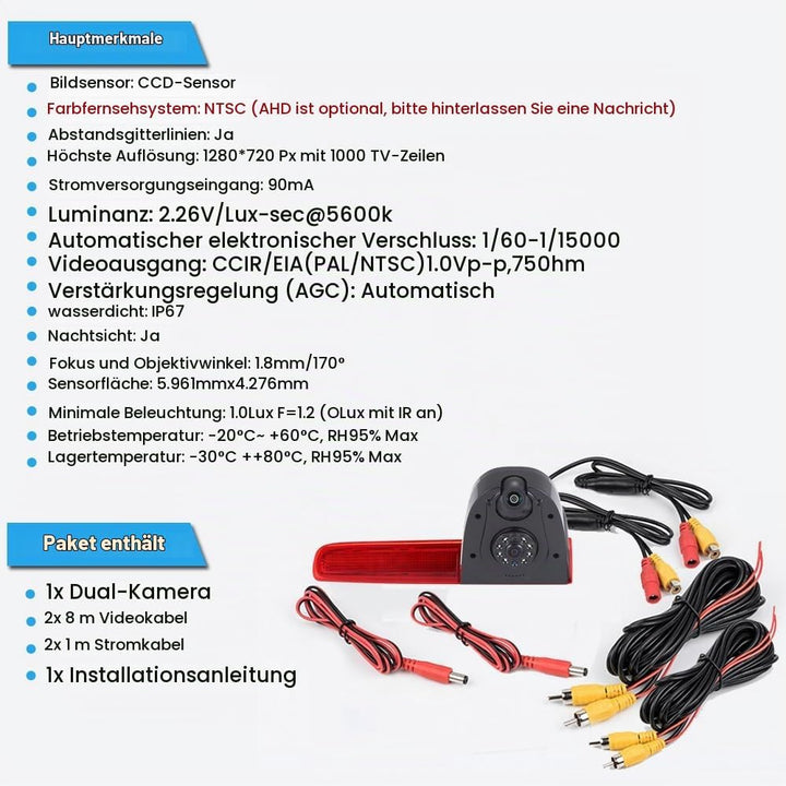Auto Third Bremsleuchte Brake Light doppel Linsen Dual Doppel Rückfahrkamera Replacement for VW Mult